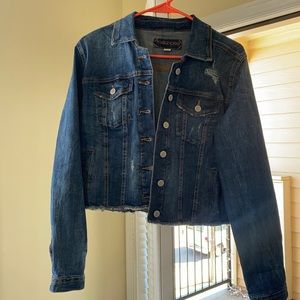 Dark Wash Released Hem Denim Jacket